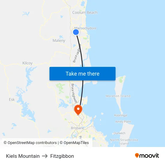 Kiels Mountain to Fitzgibbon map