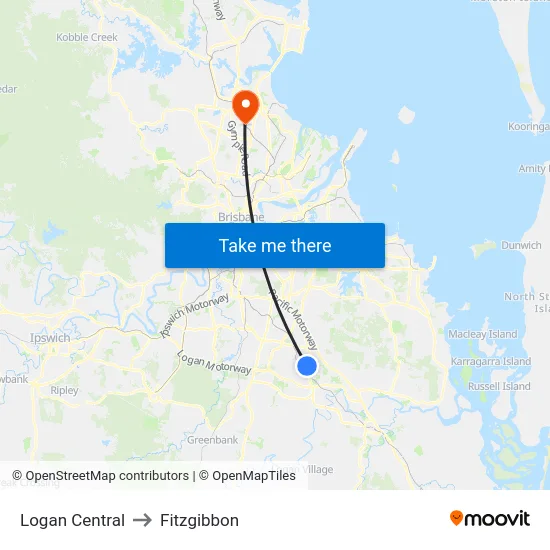 Logan Central to Fitzgibbon map