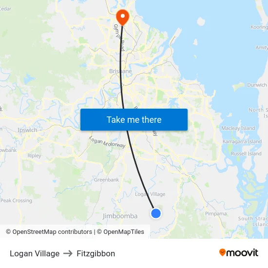 Logan Village to Fitzgibbon map