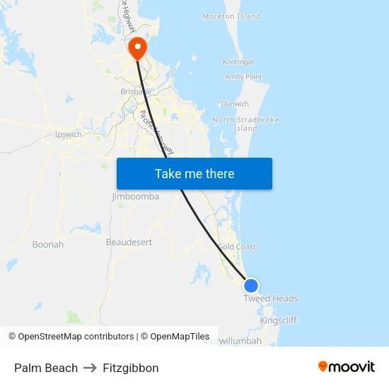 Palm Beach to Fitzgibbon map
