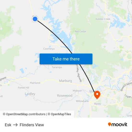 Esk to Flinders View map