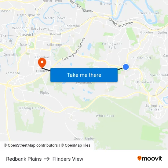 Redbank Plains to Flinders View map