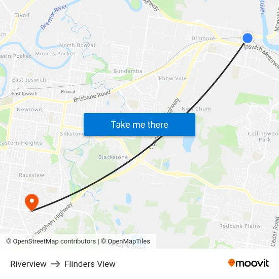 Riverview to Flinders View map