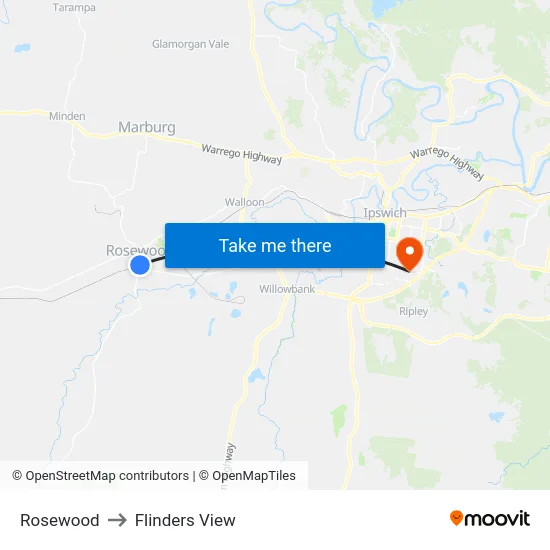 Rosewood to Flinders View map