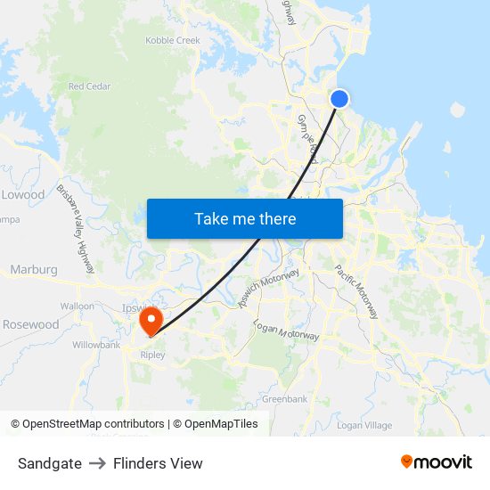 Sandgate to Flinders View map