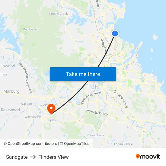 Sandgate to Flinders View map
