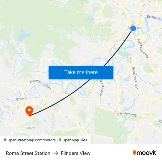 Roma Street Station to Flinders View map
