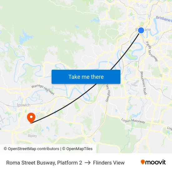 Roma Street Busway, Platform 2 to Flinders View map