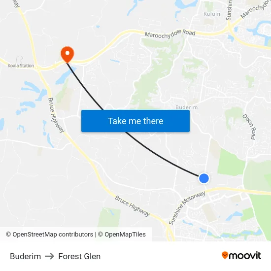 Buderim to Forest Glen map