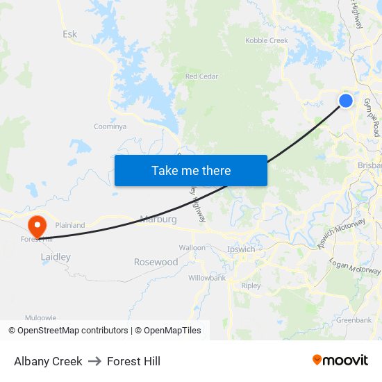 Albany Creek to Forest Hill map