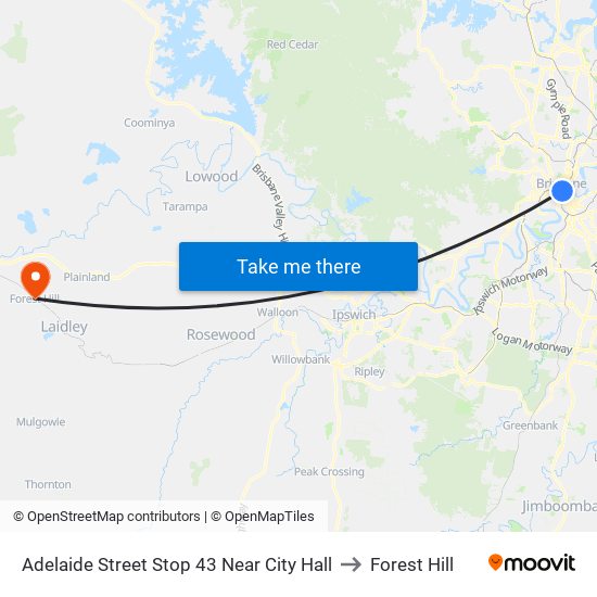 Adelaide Street Stop 43 Near City Hall to Forest Hill map