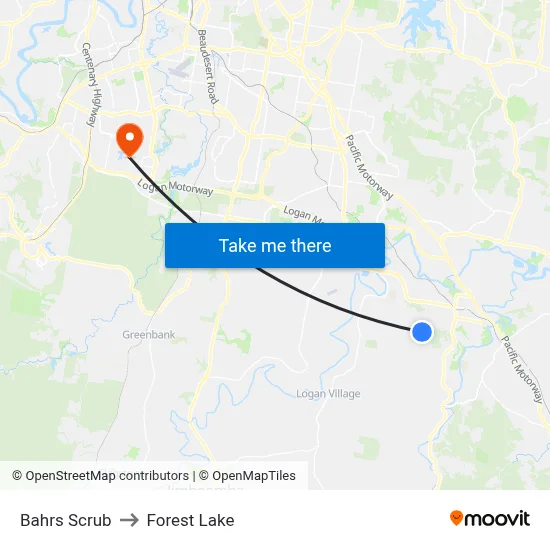 Bahrs Scrub to Forest Lake map