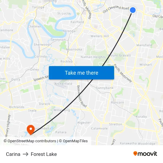Carina to Forest Lake map