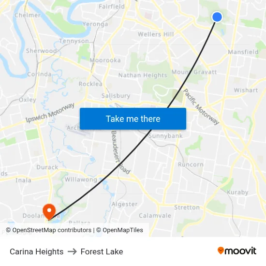 Carina Heights to Forest Lake map