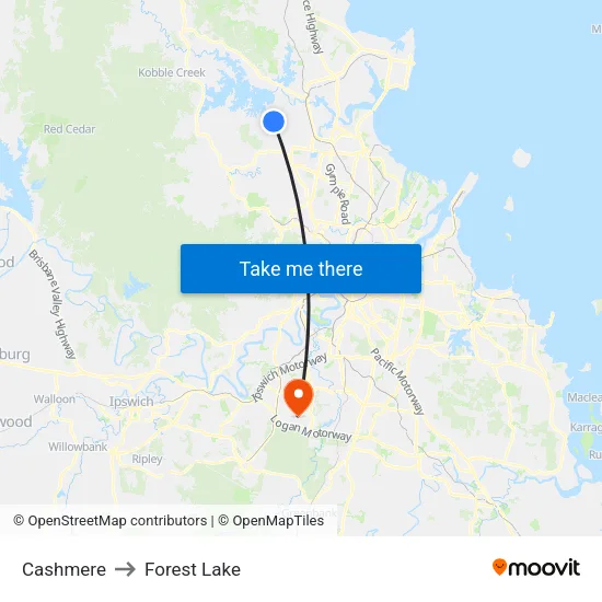 Cashmere to Forest Lake map