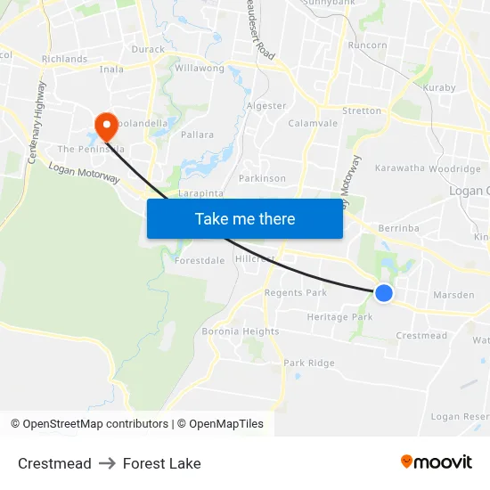 Crestmead to Forest Lake map