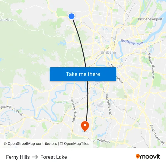 Ferny Hills to Forest Lake map