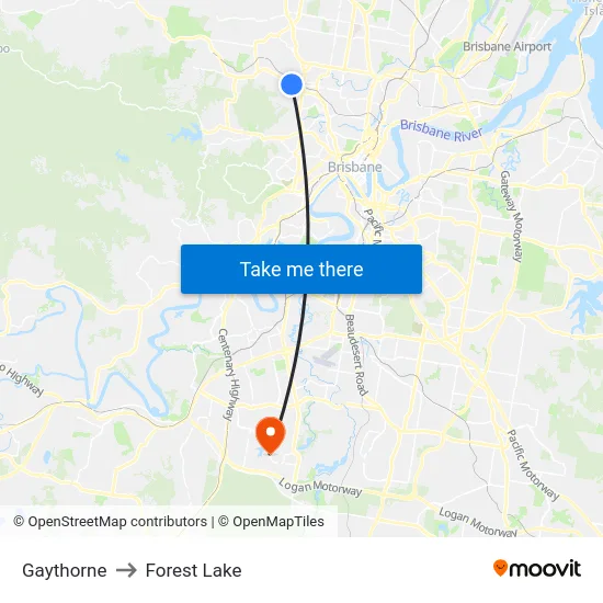Gaythorne to Forest Lake map