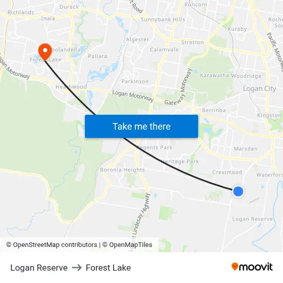 Logan Reserve to Forest Lake map