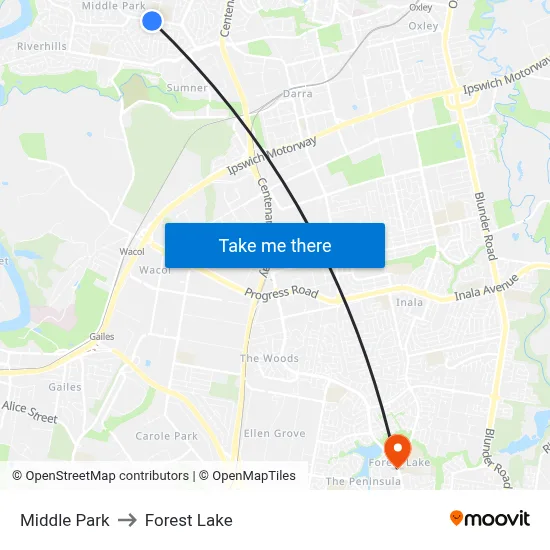 Middle Park to Forest Lake map