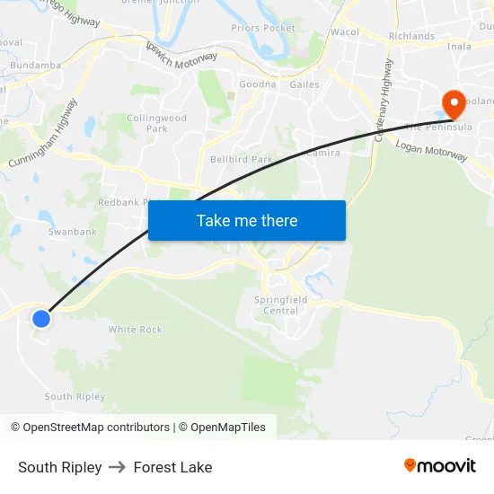 South Ripley to Forest Lake map