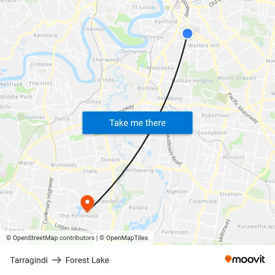 Tarragindi to Forest Lake map