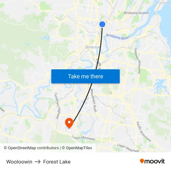 Wooloowin to Forest Lake map
