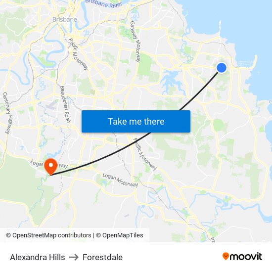 Alexandra Hills to Forestdale map