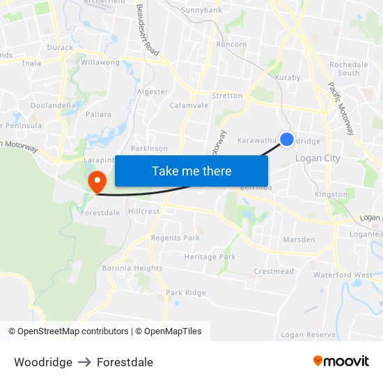 Woodridge to Forestdale map