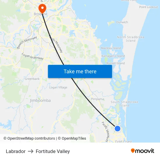 Labrador to Fortitude Valley map
