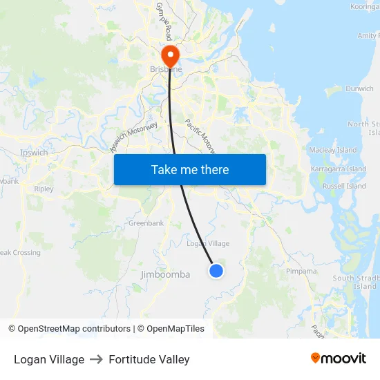 Logan Village to Fortitude Valley map