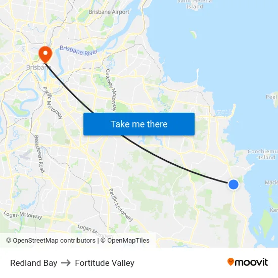 Redland Bay to Fortitude Valley map