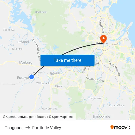 Thagoona to Fortitude Valley map