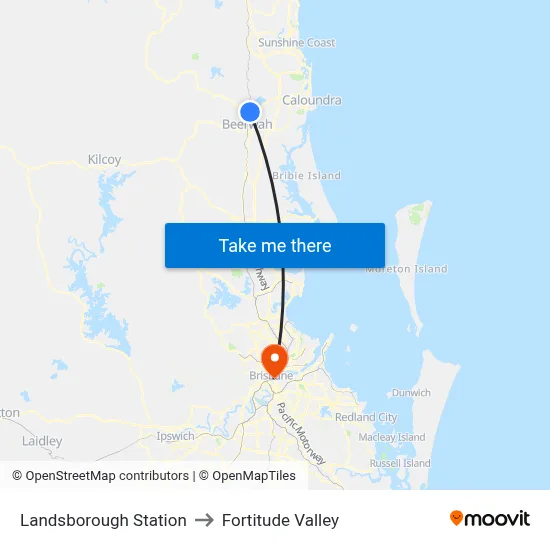 Landsborough Station to Fortitude Valley map