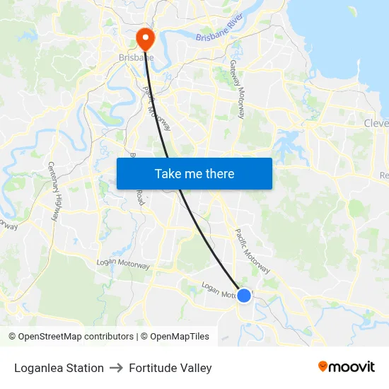 Loganlea Station to Fortitude Valley map