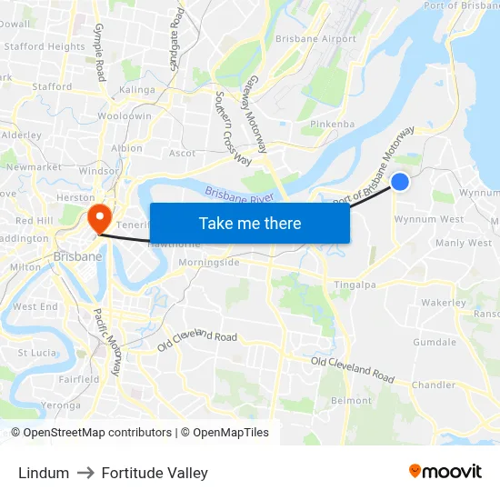 Lindum to Fortitude Valley map