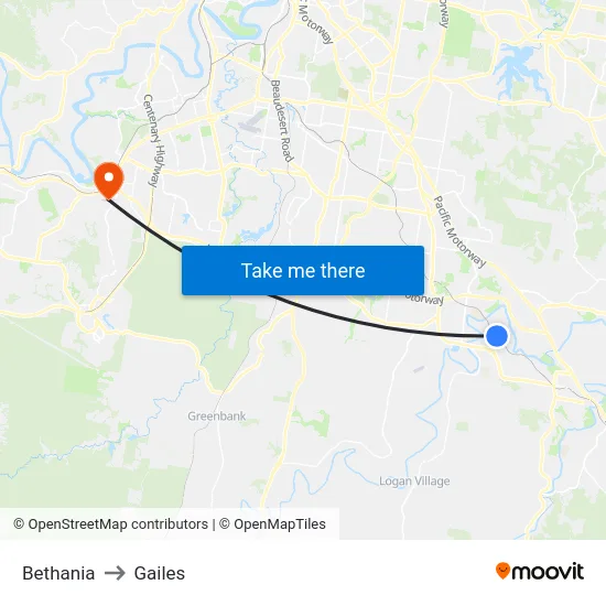 Bethania to Gailes map