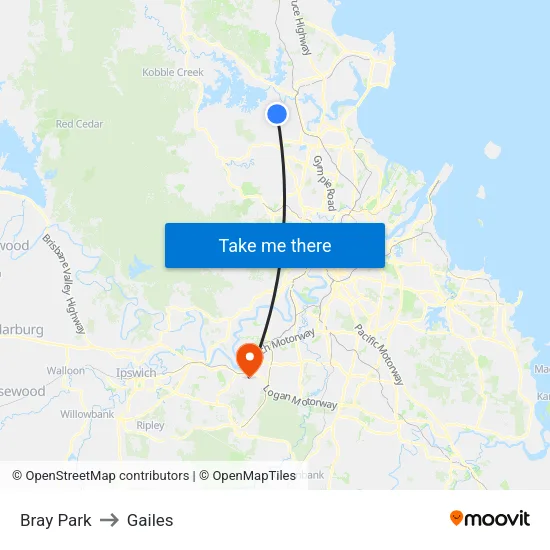 Bray Park to Gailes map