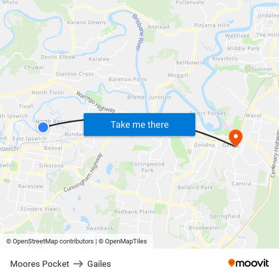Moores Pocket to Gailes map
