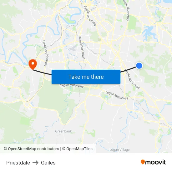 Priestdale to Gailes map