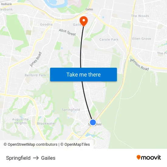 Springfield to Gailes map