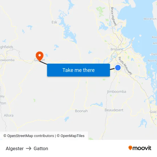 Algester to Gatton map