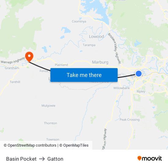 Basin Pocket to Gatton map