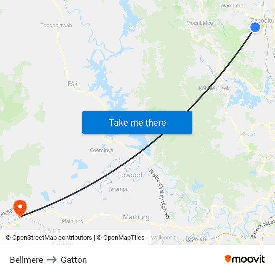 Bellmere to Gatton map