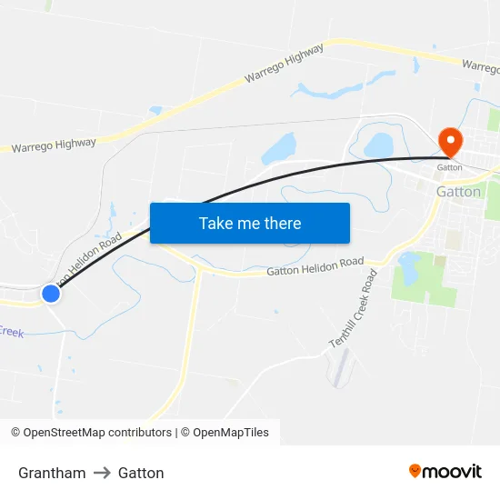 Grantham to Gatton map