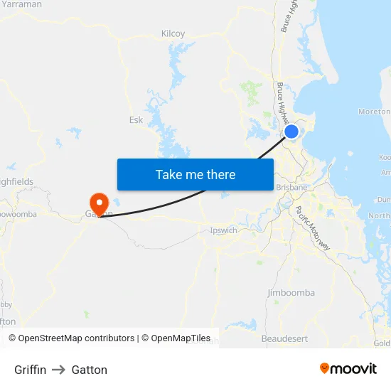 Griffin to Gatton map
