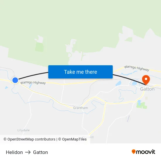 Helidon to Gatton map