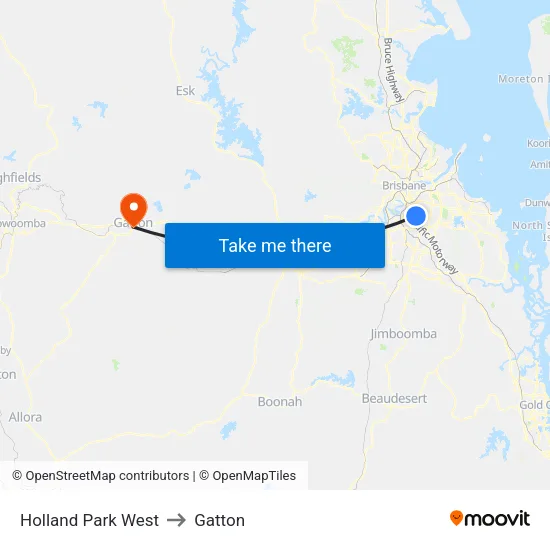 Holland Park West to Gatton map