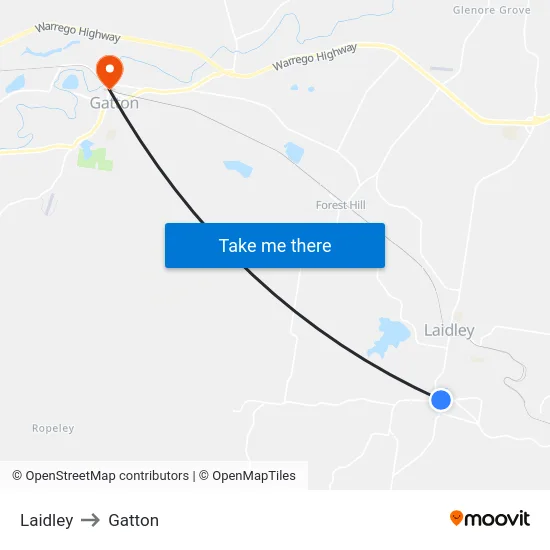 Laidley to Gatton map
