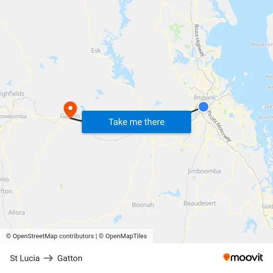 St Lucia to Gatton map